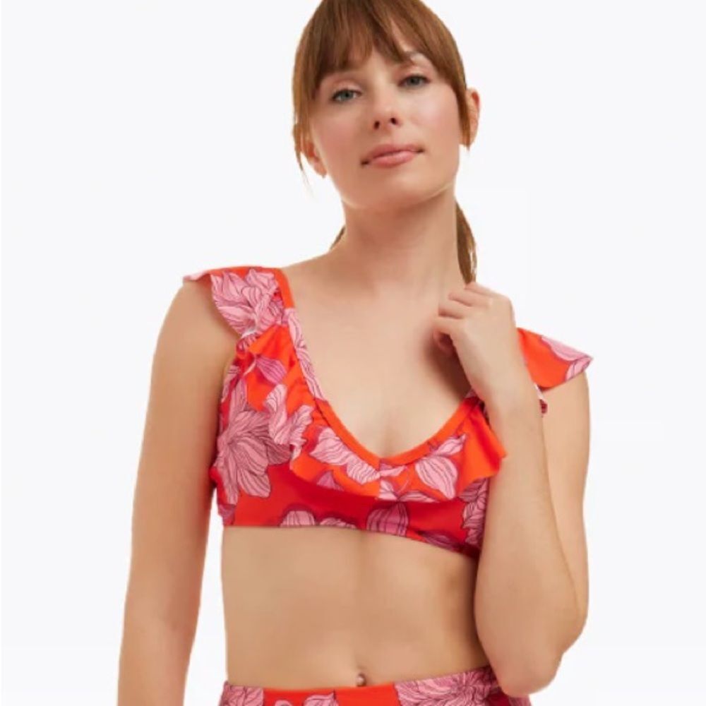 Draper James Red Magnolia Ruffle Bralette Size Large